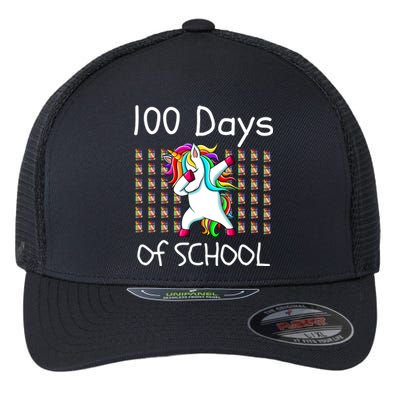 100th Day Of School Dabbing Unicorn Teacher, 100 Days Flexfit Unipanel Trucker Cap