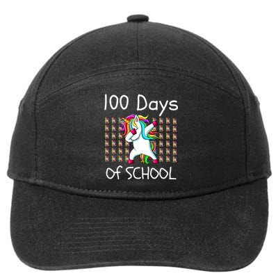 100th Day Of School Dabbing Unicorn Teacher, 100 Days 7-Panel Snapback Hat