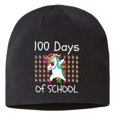 100th Day Of School Dabbing Unicorn Teacher, 100 Days Sustainable Beanie