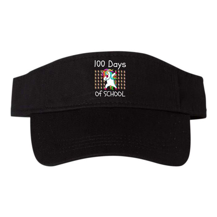 100th Day Of School Dabbing Unicorn Teacher, 100 Days Valucap Bio-Washed Visor