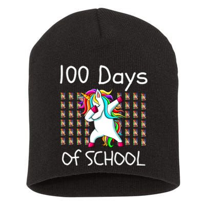 100th Day Of School Dabbing Unicorn Teacher, 100 Days Short Acrylic Beanie