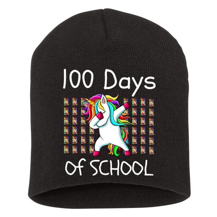 100th Day Of School Dabbing Unicorn Teacher, 100 Days Short Acrylic Beanie