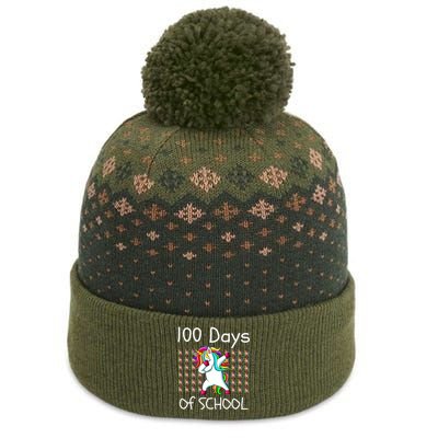 100th Day Of School Dabbing Unicorn Teacher, 100 Days The Baniff Cuffed Pom Beanie