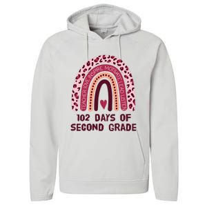 102 Day Of 2nd Grade Rainbow 102 Day Of Second Grade Performance Fleece Hoodie