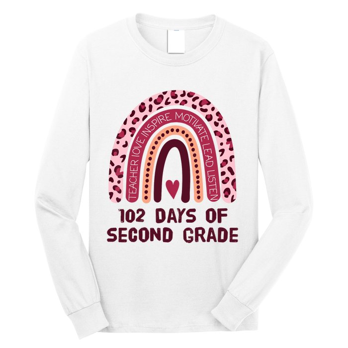 102 Day Of 2nd Grade Rainbow 102 Day Of Second Grade Long Sleeve Shirt