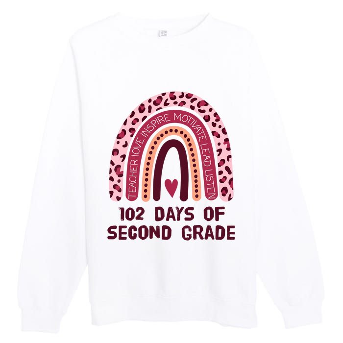 102 Day Of 2nd Grade Rainbow 102 Day Of Second Grade Premium Crewneck Sweatshirt