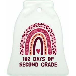 102 Day Of 2nd Grade Rainbow 102 Day Of Second Grade Ceramic Bell Ornament