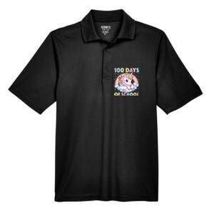 100th Day of School Unicorn 100 Magical Days Teacher Girls Men's Origin Performance Pique Polo