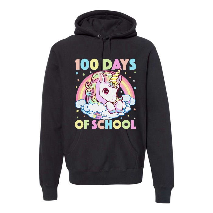 100th Day of School Unicorn 100 Magical Days Teacher Girls Premium Hoodie