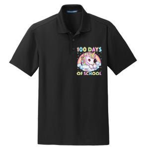 100th Day of School Unicorn 100 Magical Days Teacher Girls Dry Zone Grid Polo