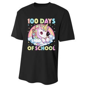 100th Day of School Unicorn 100 Magical Days Teacher Girls Performance Sprint T-Shirt