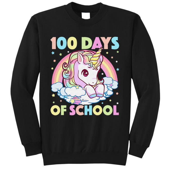 100th Day of School Unicorn 100 Magical Days Teacher Girls Tall Sweatshirt