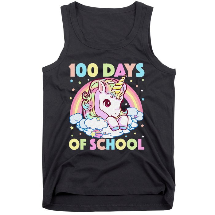 100th Day of School Unicorn 100 Magical Days Teacher Girls Tank Top