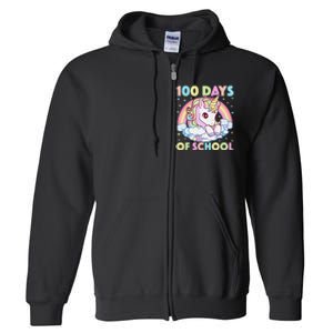 100th Day of School Unicorn 100 Magical Days Teacher Girls Full Zip Hoodie