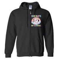 100th Day of School Unicorn 100 Magical Days Teacher Girls Full Zip Hoodie