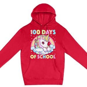 100th Day of School Unicorn 100 Magical Days Teacher Girls Premium Pullover Hoodie