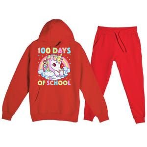 100th Day of School Unicorn 100 Magical Days Teacher Girls Premium Hooded Sweatsuit Set