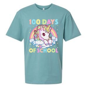 100th Day of School Unicorn 100 Magical Days Teacher Girls Sueded Cloud Jersey T-Shirt