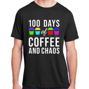 100 Days Of Coffee And Chaos Funny 100th Day School Teacher Gift Adult ChromaSoft Performance T-Shirt