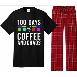 100 Days Of Coffee And Chaos Funny 100th Day School Teacher Gift Pajama Set