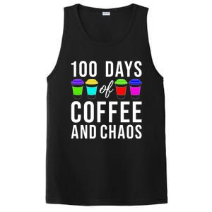 100 Days Of Coffee And Chaos Funny 100th Day School Teacher Gift PosiCharge Competitor Tank