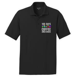 100 Days Of Coffee And Chaos Funny 100th Day School Teacher Gift PosiCharge RacerMesh Polo