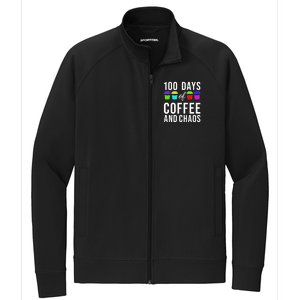 100 Days Of Coffee And Chaos Funny 100th Day School Teacher Gift Stretch Full-Zip Cadet Jacket