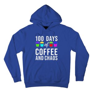 100 Days Of Coffee And Chaos Funny 100th Day School Teacher Gift Hoodie