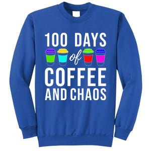 100 Days Of Coffee And Chaos Funny 100th Day School Teacher Gift Sweatshirt