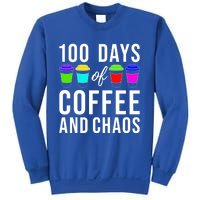 100 Days Of Coffee And Chaos Funny 100th Day School Teacher Gift Sweatshirt