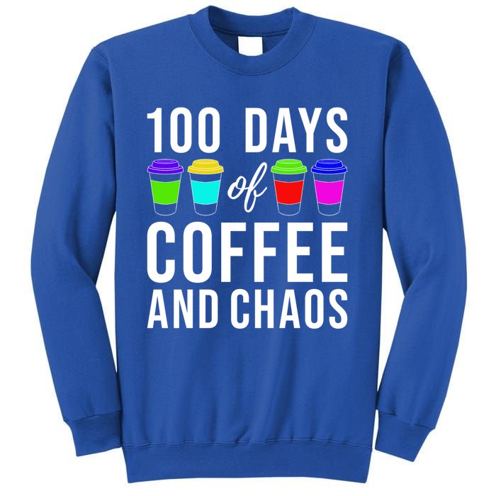 100 Days Of Coffee And Chaos Funny 100th Day School Teacher Gift Sweatshirt