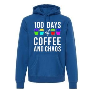 100 Days Of Coffee And Chaos Funny 100th Day School Teacher Gift Premium Hoodie