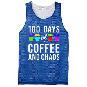 100 Days Of Coffee And Chaos Funny 100th Day School Teacher Gift Mesh Reversible Basketball Jersey Tank