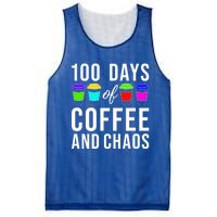 100 Days Of Coffee And Chaos Funny 100th Day School Teacher Gift Mesh Reversible Basketball Jersey Tank