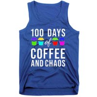 100 Days Of Coffee And Chaos Funny 100th Day School Teacher Gift Tank Top