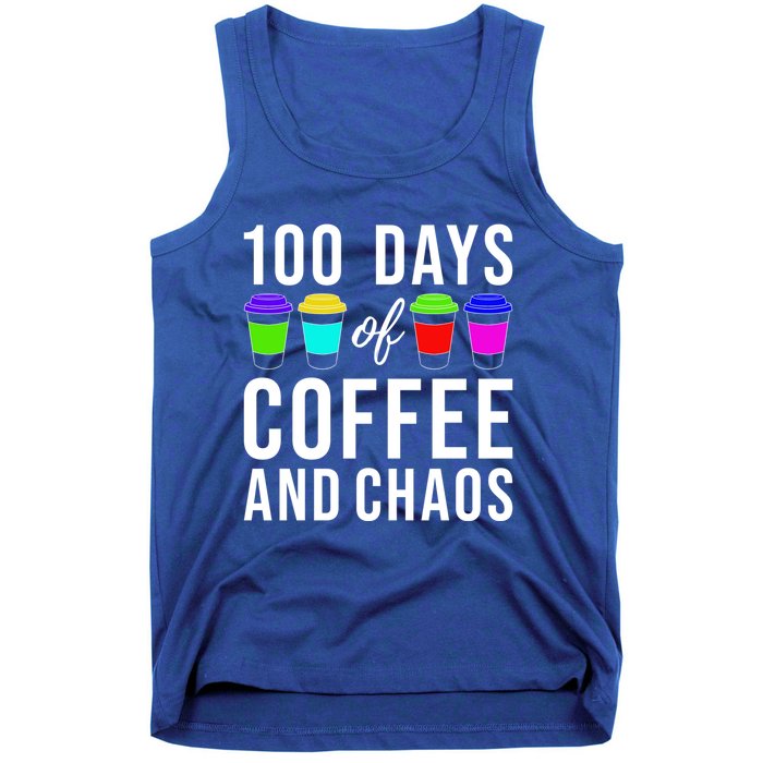 100 Days Of Coffee And Chaos Funny 100th Day School Teacher Gift Tank Top