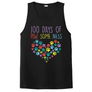 100 Days Of Pawsomeness Heart 100th Day School Dog Cat Gift PosiCharge Competitor Tank