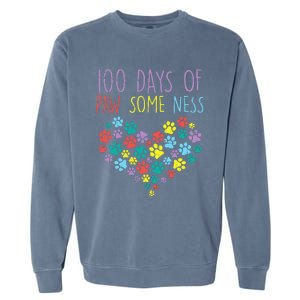 100 Days Of Pawsomeness Heart 100th Day School Dog Cat Gift Garment-Dyed Sweatshirt