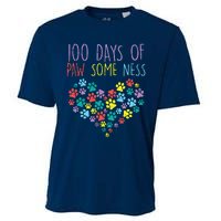 100 Days Of Pawsomeness Heart 100th Day School Dog Cat Gift Cooling Performance Crew T-Shirt