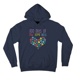 100 Days Of Pawsomeness Heart 100th Day School Dog Cat Gift Hoodie