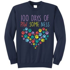 100 Days Of Pawsomeness Heart 100th Day School Dog Cat Gift Sweatshirt