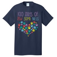 100 Days Of Pawsomeness Heart 100th Day School Dog Cat Gift Tall T-Shirt