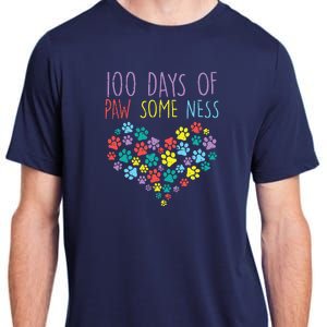 100 Days Of Pawsomeness Heart 100th Day School Dog Cat Gift Adult ChromaSoft Performance T-Shirt