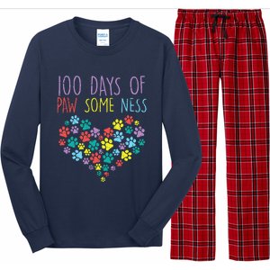 100 Days Of Pawsomeness Heart 100th Day School Dog Cat Gift Long Sleeve Pajama Set