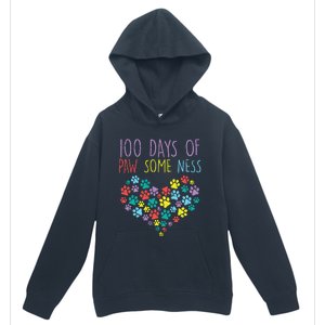 100 Days Of Pawsomeness Heart 100th Day School Dog Cat Gift Urban Pullover Hoodie