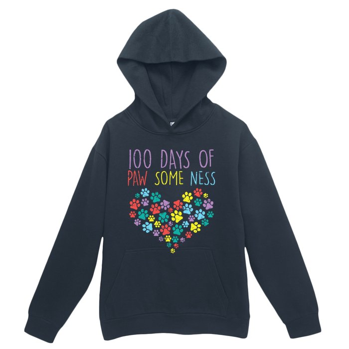 100 Days Of Pawsomeness Heart 100th Day School Dog Cat Gift Urban Pullover Hoodie