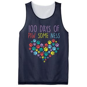 100 Days Of Pawsomeness Heart 100th Day School Dog Cat Gift Mesh Reversible Basketball Jersey Tank