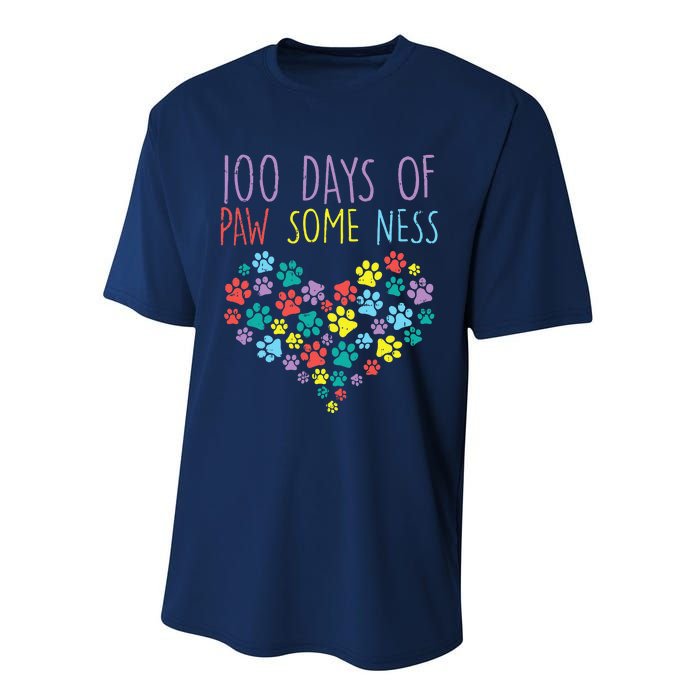 100 Days Of Pawsomeness Heart 100th Day School Dog Cat Gift Performance Sprint T-Shirt