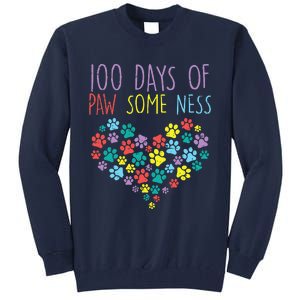 100 Days Of Pawsomeness Heart 100th Day School Dog Cat Gift Tall Sweatshirt