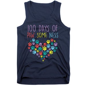 100 Days Of Pawsomeness Heart 100th Day School Dog Cat Gift Tank Top